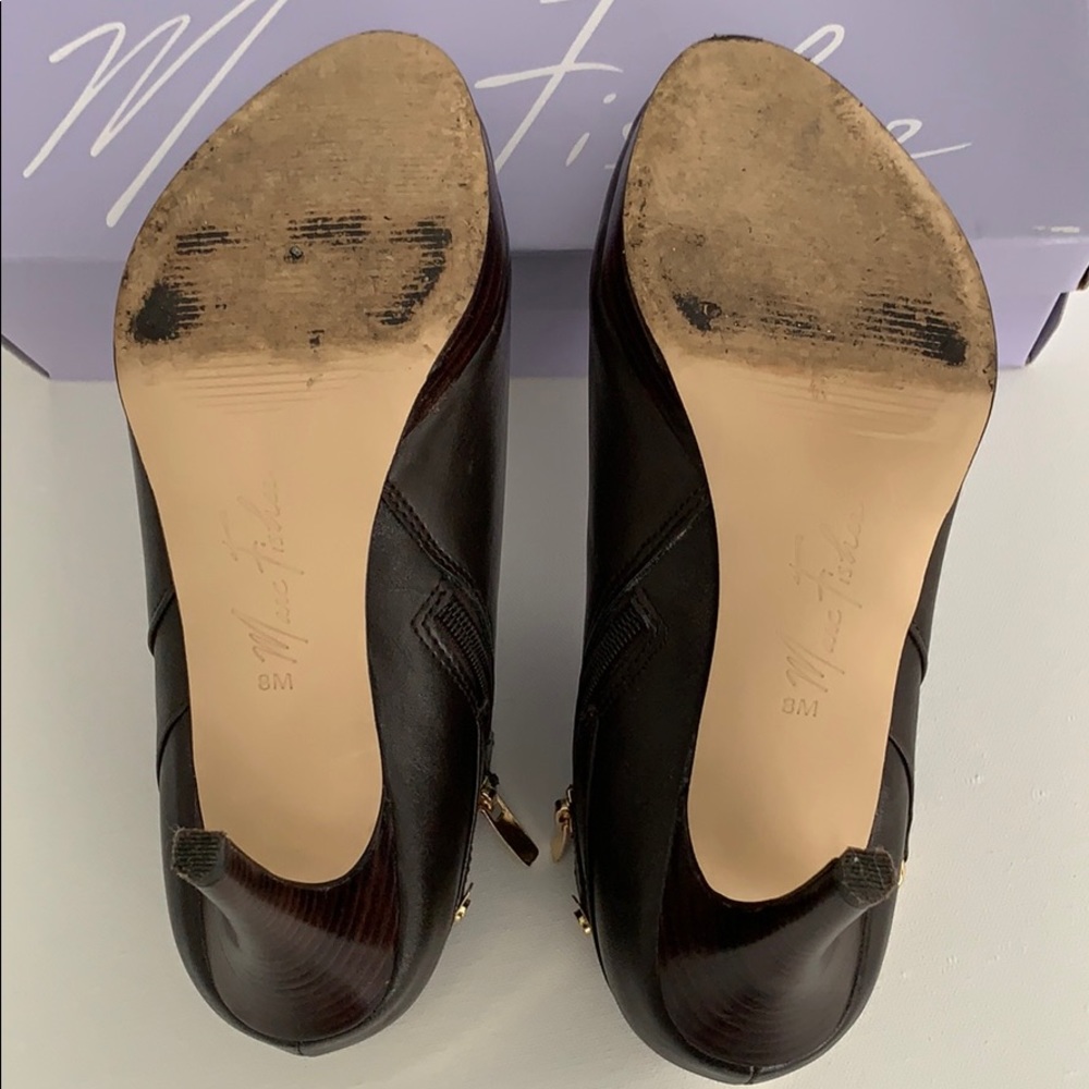 Marc Fisher Brown Leather Heeled Booties - Picture 5 of 7